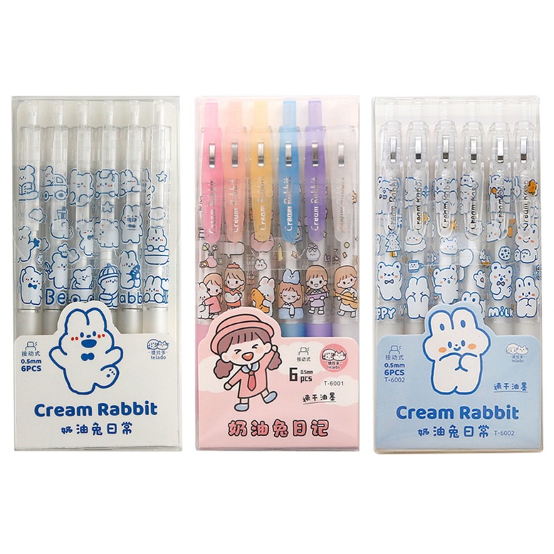 Bộ 6 Cây Bút Mực Gel Màu Đen Ngòi 0 5mm Có Thể Thu Gọn Tiện Dụng