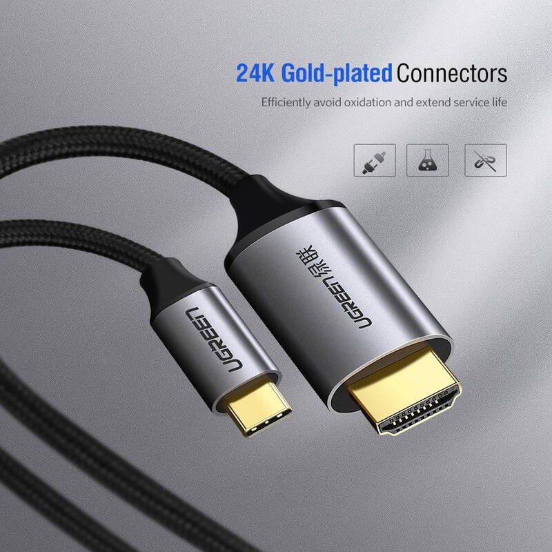 [Mã ELHACE giảm 4% đơn 300K] Cáp chuyển USB C sang HDMI dài1,5-2m cao cấp hỗ trợ 4K 2K UGREEN MM142 50570 MM141 50530