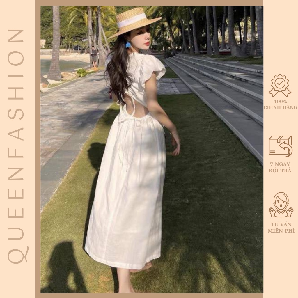 Đầm Midi trắng cutout lưng dáng dài nhẹ nhàng, gợi cảm