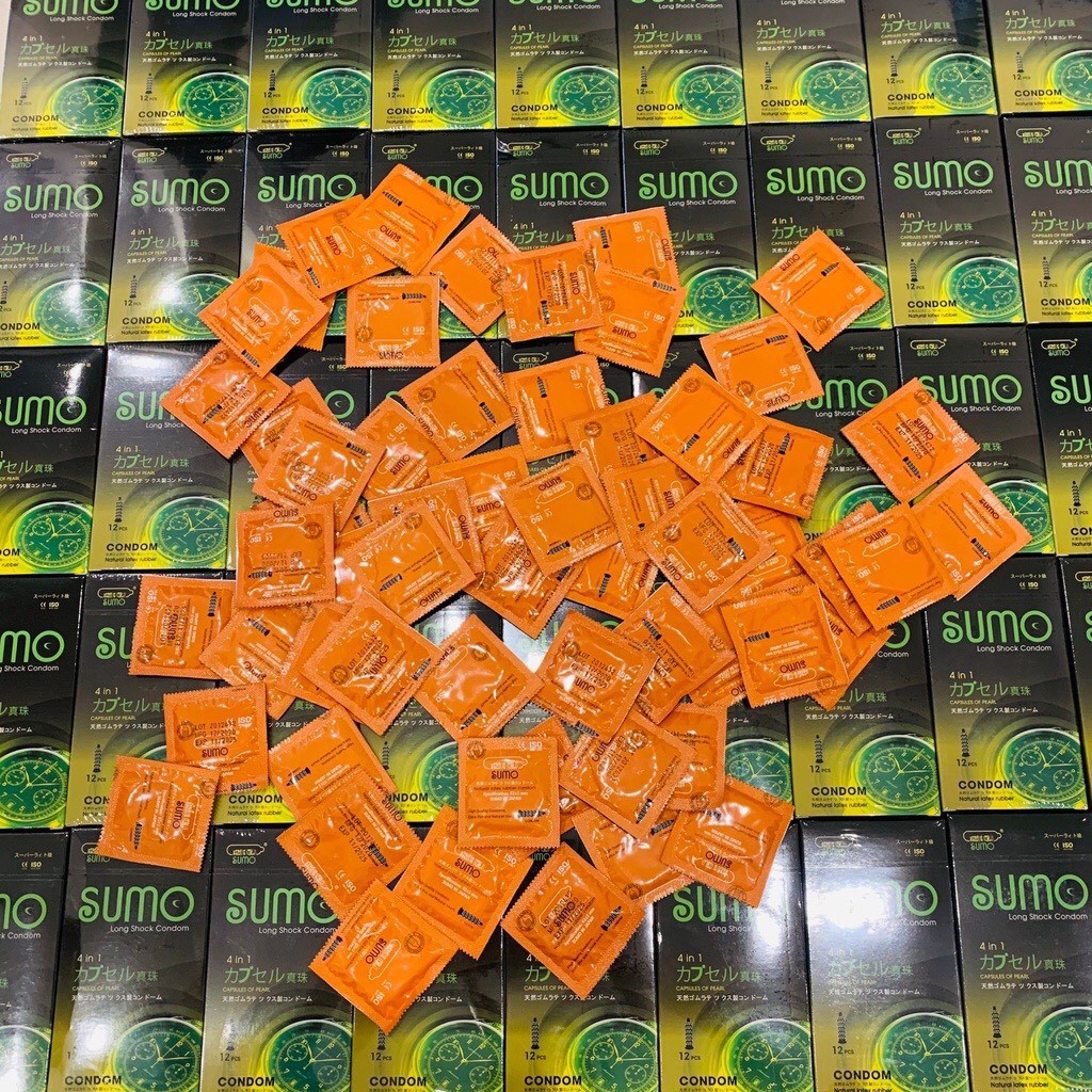 Bao cao su gai SUMO Nhật Bản 4in1, BCS Siêu mỏng, gân gai, kéo dài thời gian, phát hiện bệnh tình dục | hộp 12 cái