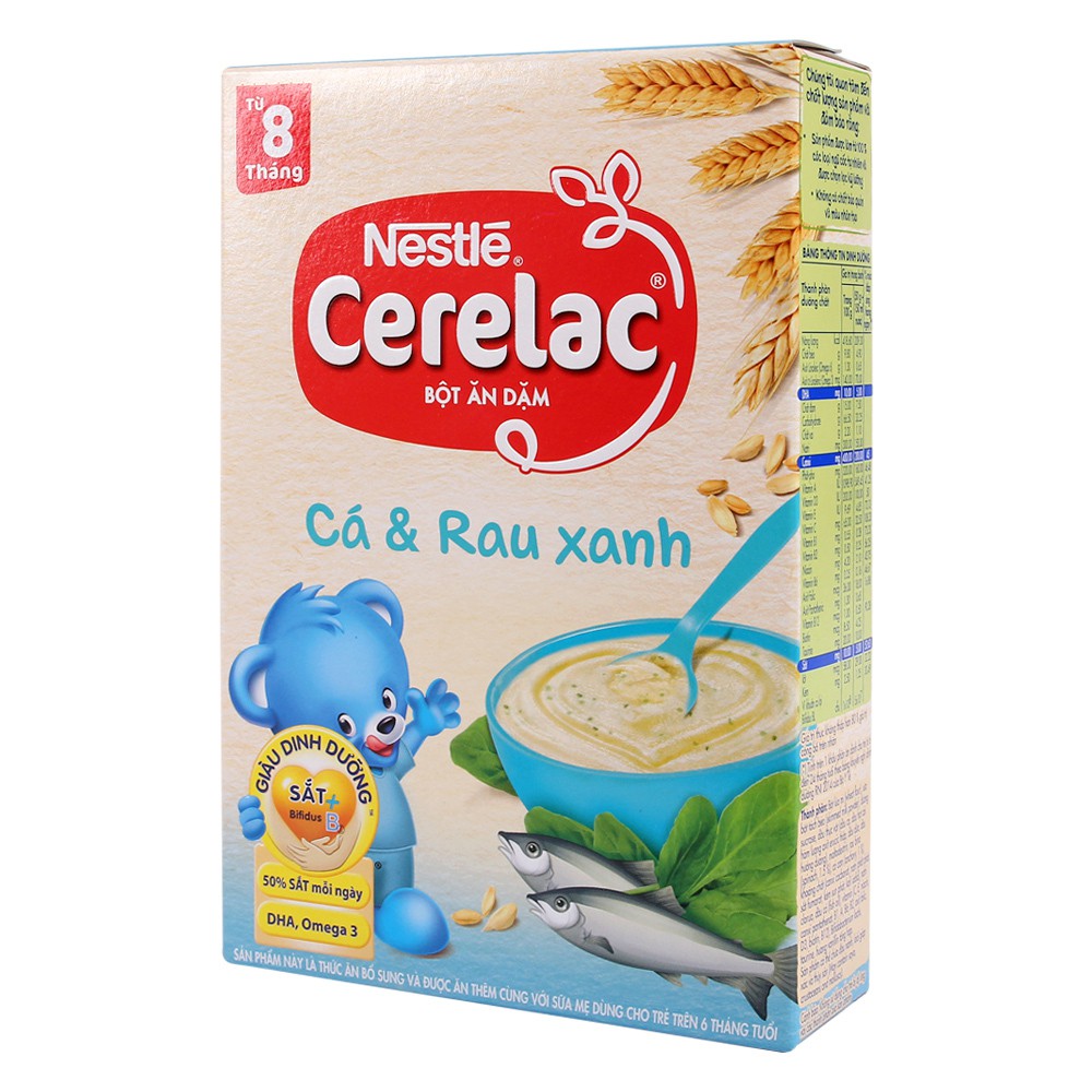 [Mã INCUBACK0608 hoàn 15K xu đơn 50K] Bột ăn dặm Nestle Cerelac vị mặn (Cá,Gà,Rau xanh) hộp 200g