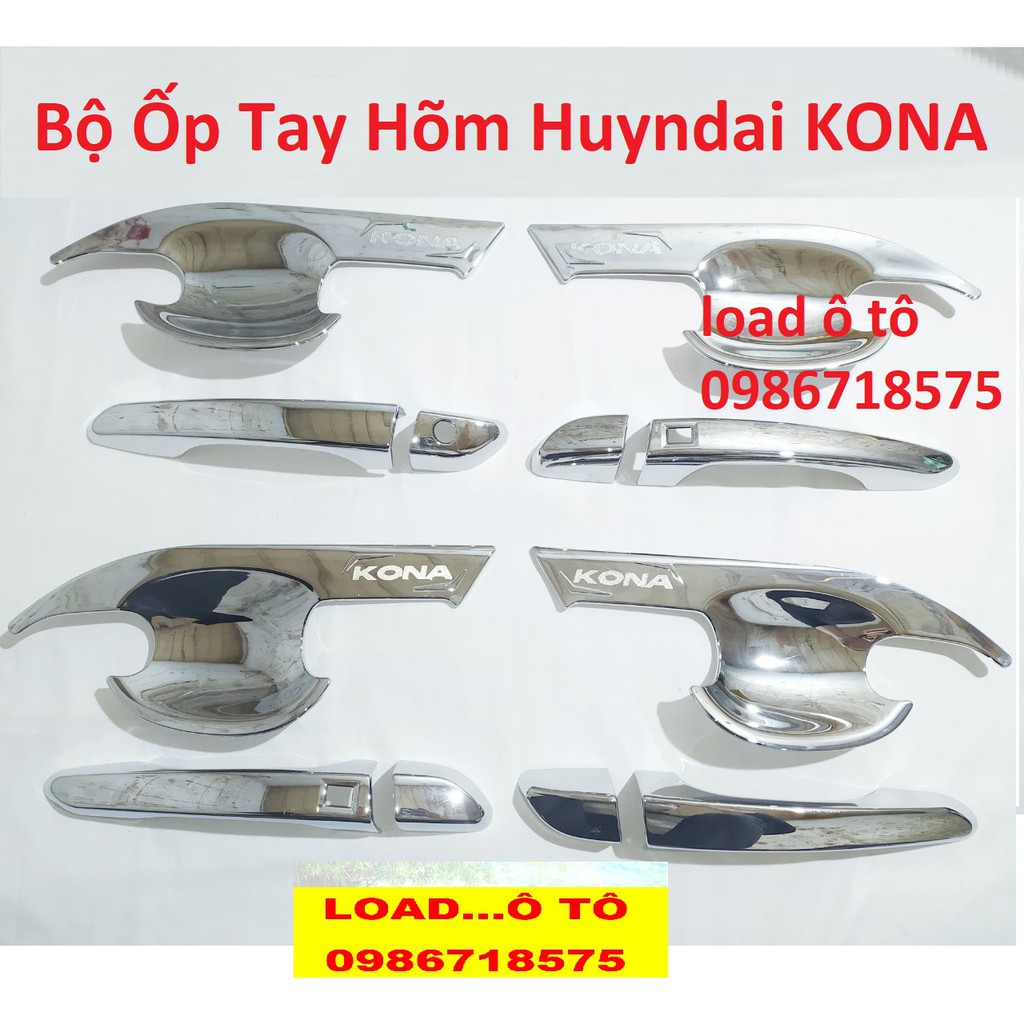 Bộ Ốp Tay Nắm Và Hõm Cửa Xe Huyndai Kona 2018-2020, 2021 Mạ crom Cao Cấp