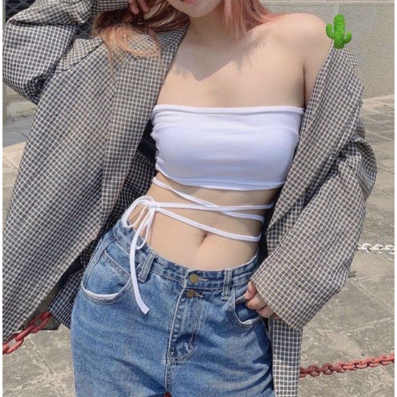 Áo ống dây quấn eo chất thun Borip hàng y hình kèm ảnh thật chính chủ ( free sire từ 40-53kg)