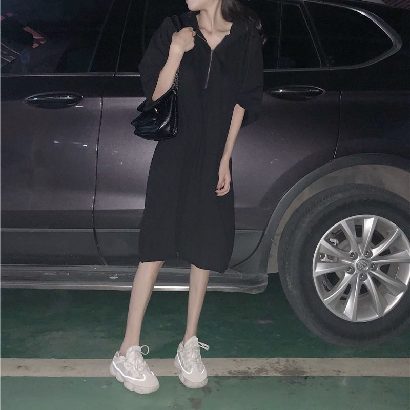 Đầm Hoodie Tay Lửng Phong Cách Hàn Quốc 2019 Có Size Lớn Cho Nữ 40-150kg