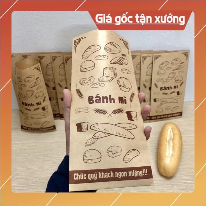 [Free ship] 500 Túi đựng bánh mì 13x25cm giấy kraff siêu đẹp + tiêu chuẩn an toàn