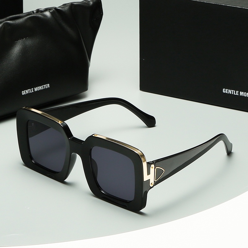 Kính Mát Gọng Vuông Kim Loại Chống Nắng Phong Cách Thời Trang Phương Tây