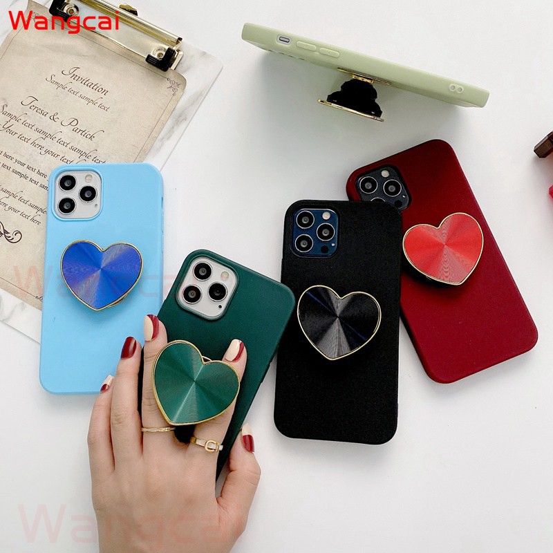 Samsung Galaxy Note 20 Ultra 10 10+ Plus 9 8 Phone Case Love Loving Heart Holder Stand Finger Ring Simple Cute Silicone Soft TPU Casing Case Cover