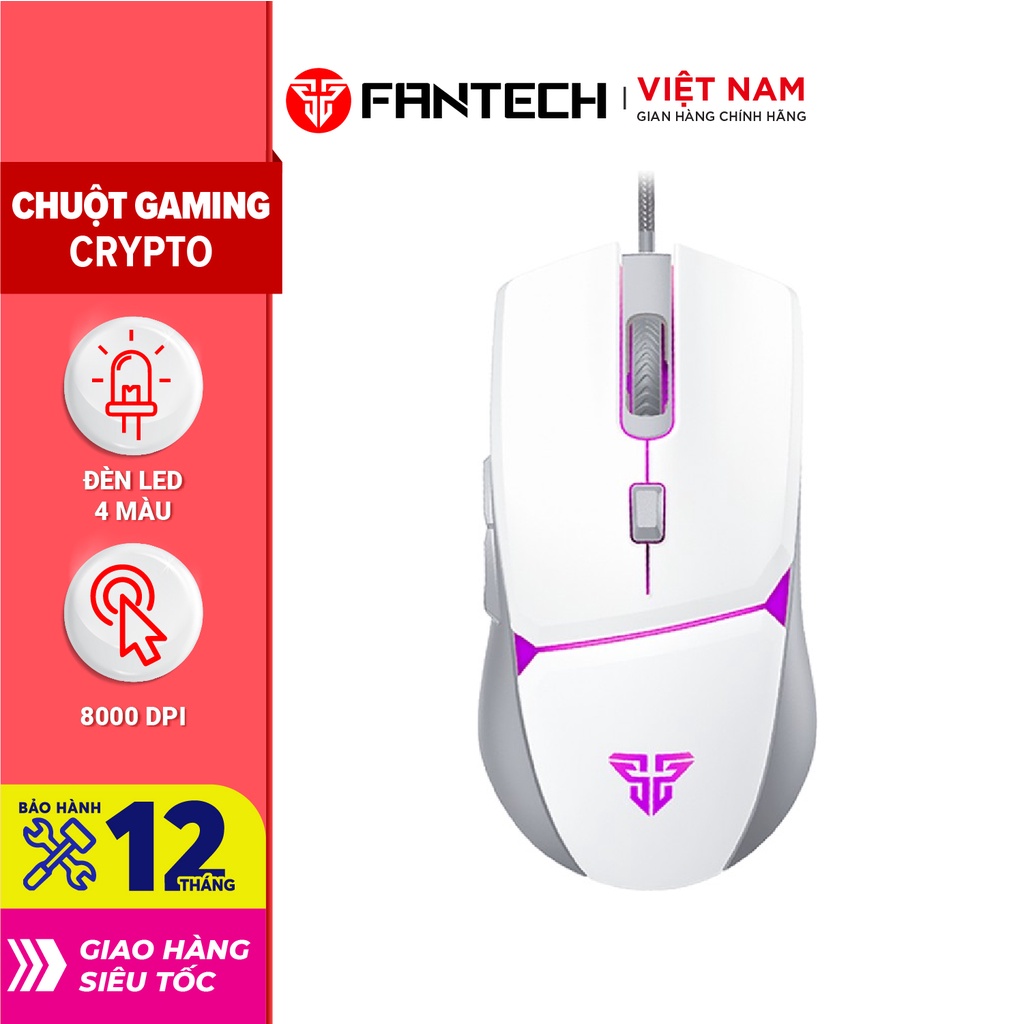 Chuột Macro Gaming Fantech VX7 Crypto Màu đen trắng 6D RGB. DPI 200 đến 8000 - Hãng phân phối chính thức