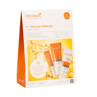 Combo sạch mụn DECUMAR ADVANCED (Gel rửa mặt kiềm nhờn, gel ngừa mụn, kem chống nắng)