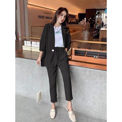 (Sẵn Hồng)Ảnh thật 3 hình cuối-Set blazer tay lỡ oversize mùa hè thời trang Ulzzang | BigBuy360 - bigbuy360.vn