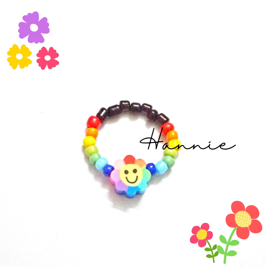 Set hạt cườm nhựa đen cầu vồng rainbow handmade - Combo vòng cổ vòng tay nhẫn dành cho nam nữ đơn giản