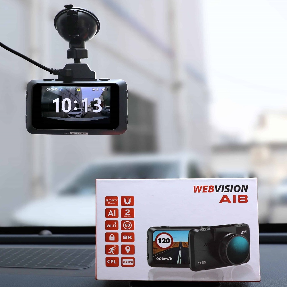 Camera Hành Trình Webvision A18 - Video 2K - AI Quét Biển Tốc Độ - Cảnh Báo Giao Thông - Wifi - GPS