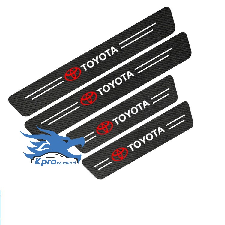 Bộ 4 miếng decal vân carbon chống trầy bậc bước cửa ô tô  - Hàng Kpro chất lượng cao