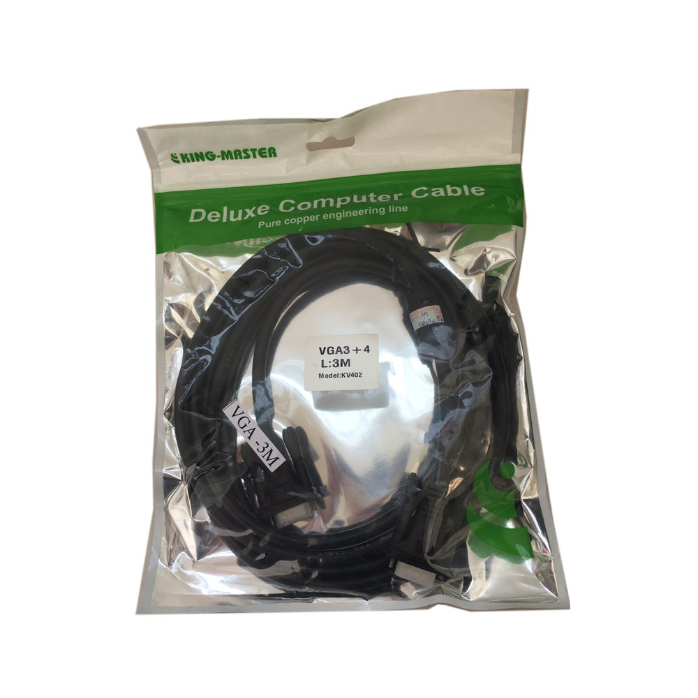 Cáp VGA 3m KingMaster KV402 (3+4) FullHD sắc nét - Hàng chính hãng