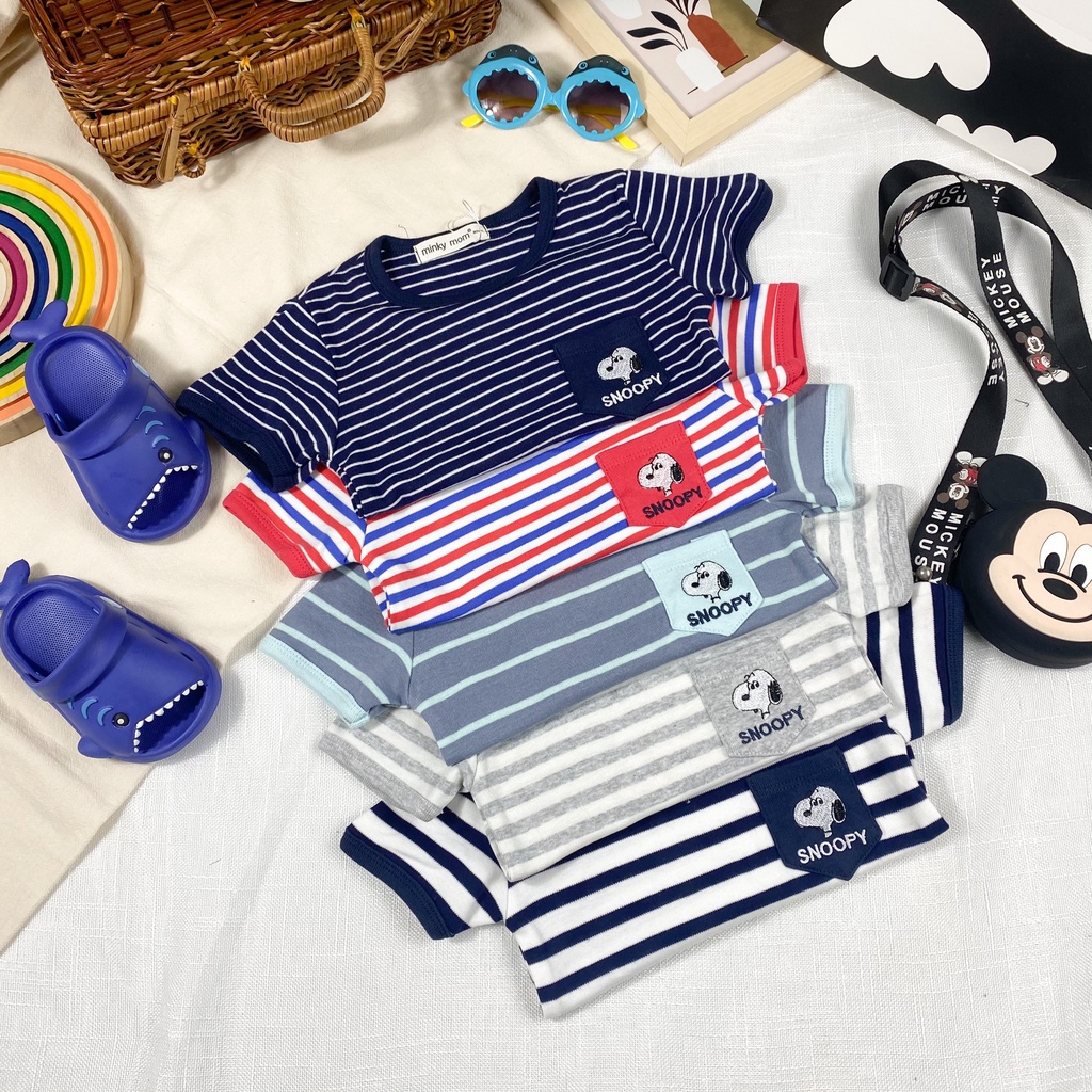 [Bé:8-27kg] Bộ Quần Áo Ngắn Tay Minky Mom Vải Cotton Mềm Cho Bé Trai, Bé Gái Size từ 80-150cm - Mã: TN-TR02.1
