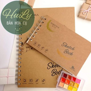 Sổ vẽ Sakura vẽ màu sáp dầu , màu gouache, màu poster và chì