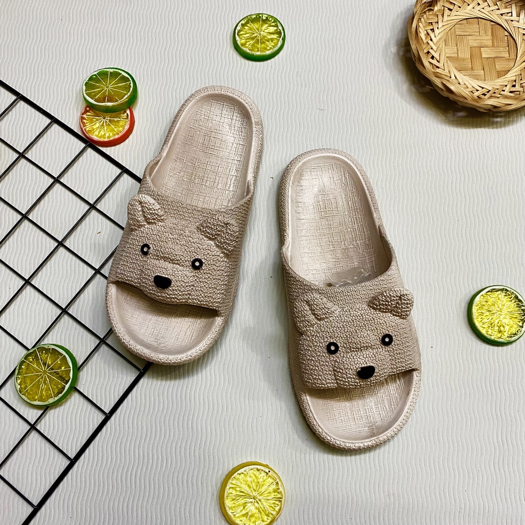 Dép quai ngang in nổi hình gấu cao su đúc bền dẻo êm chân - TT343