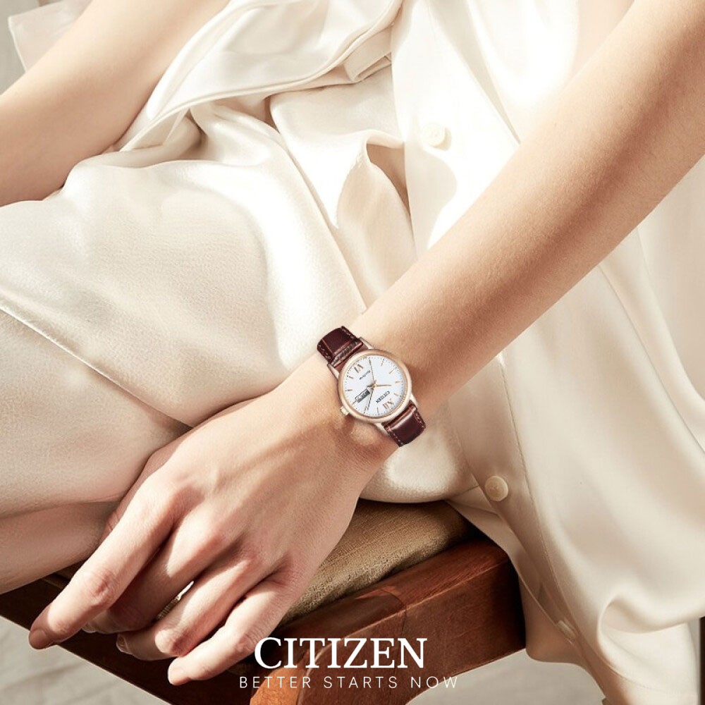 Đồng Hồ Nữ Citizen Dây Da EW3252-07A - Mặt Trắng (Sapphire)