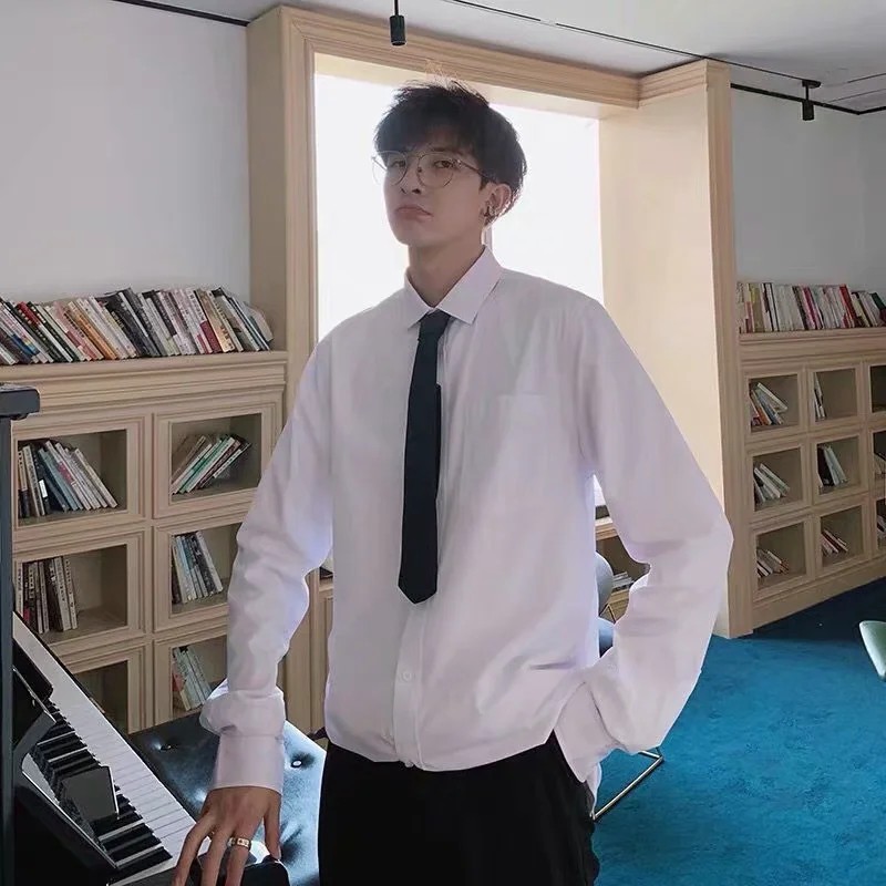 Áo Sơ Mi Trắng Phong Cách Nhật Bản Thời Trang Thu Đông Cho Nam Size M-3Xl | BigBuy360 - bigbuy360.vn