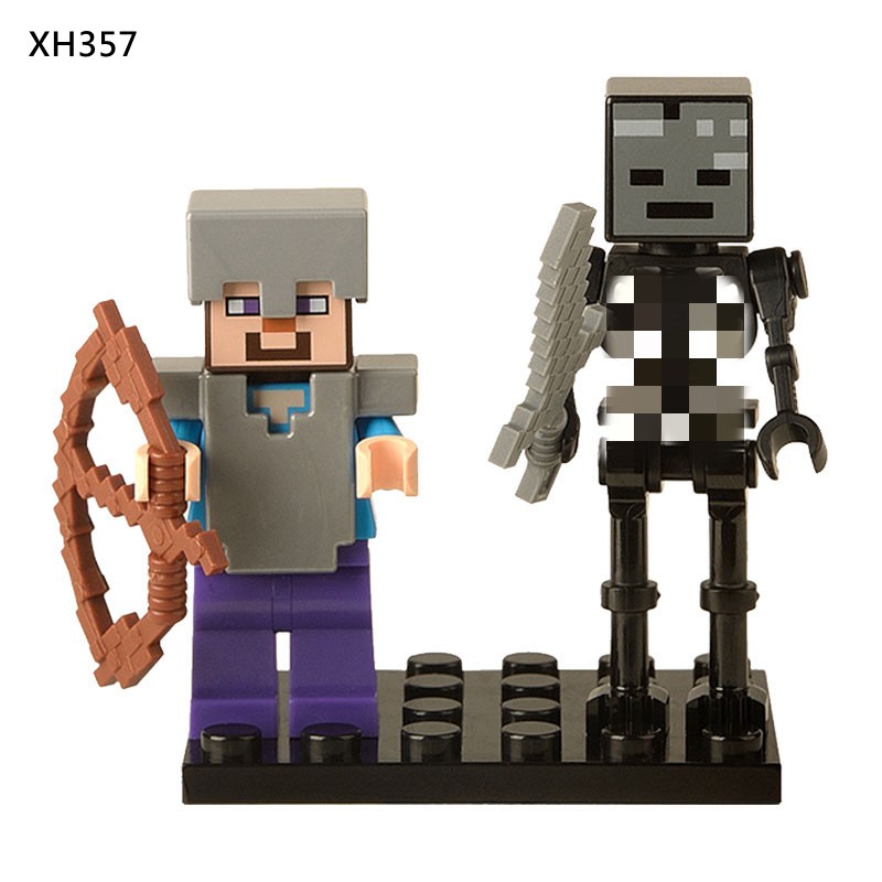 Mô Hình Lắp Ráp Nhân Vật Game Minecraft Cho Trẻ Em Alex Steve Zombie Skeleton Creeper X0127