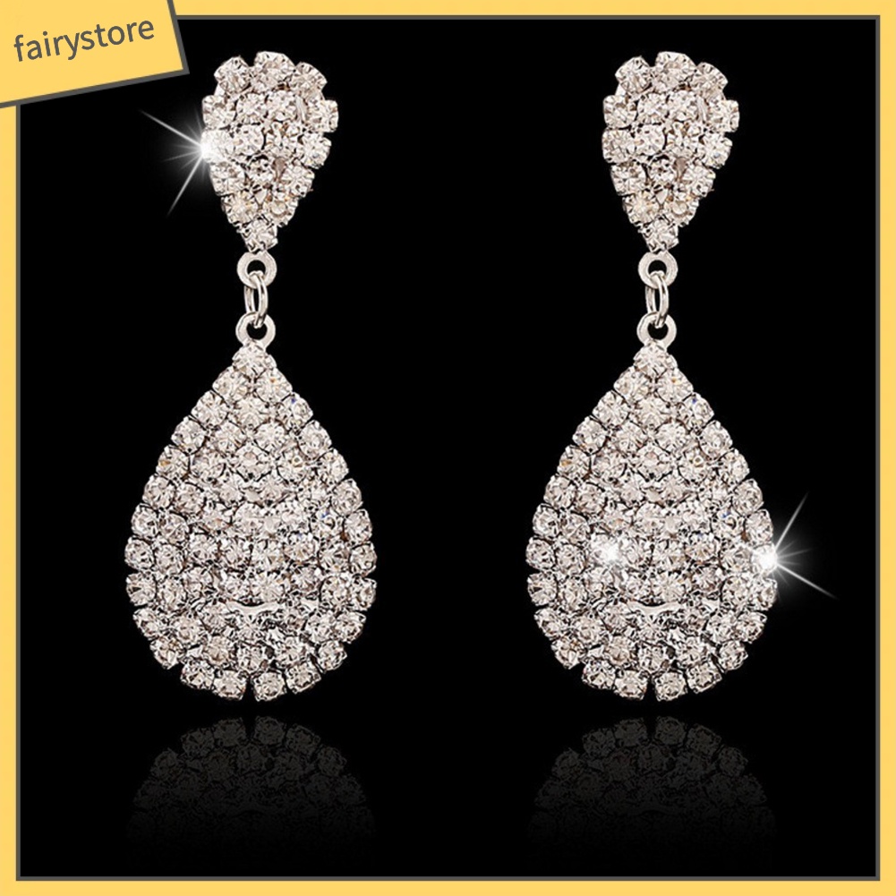 Bông tai dáng dài mặt hình giọt nước cho nữ