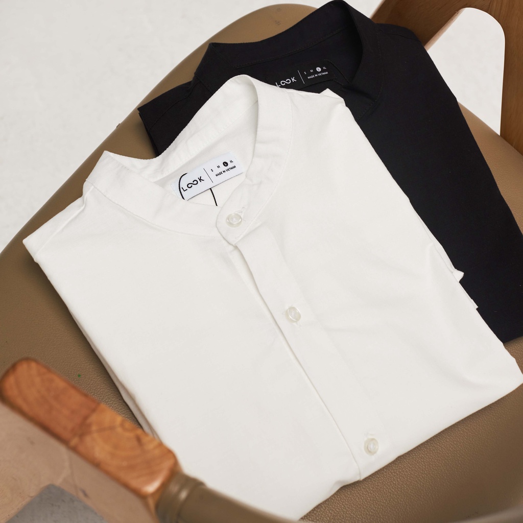 Áo sơ mi nam cổ tàu trơn LOOK LUIS SHIRT | BigBuy360 - bigbuy360.vn
