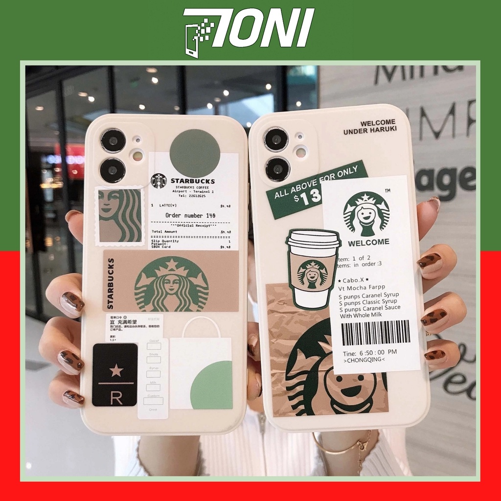 Ốp Lưng Iphone Starbucks Cạnh Vuông 7/8/7plus/8plus/x/xs/xr/xsmax/11/12mini/12/pro/promax