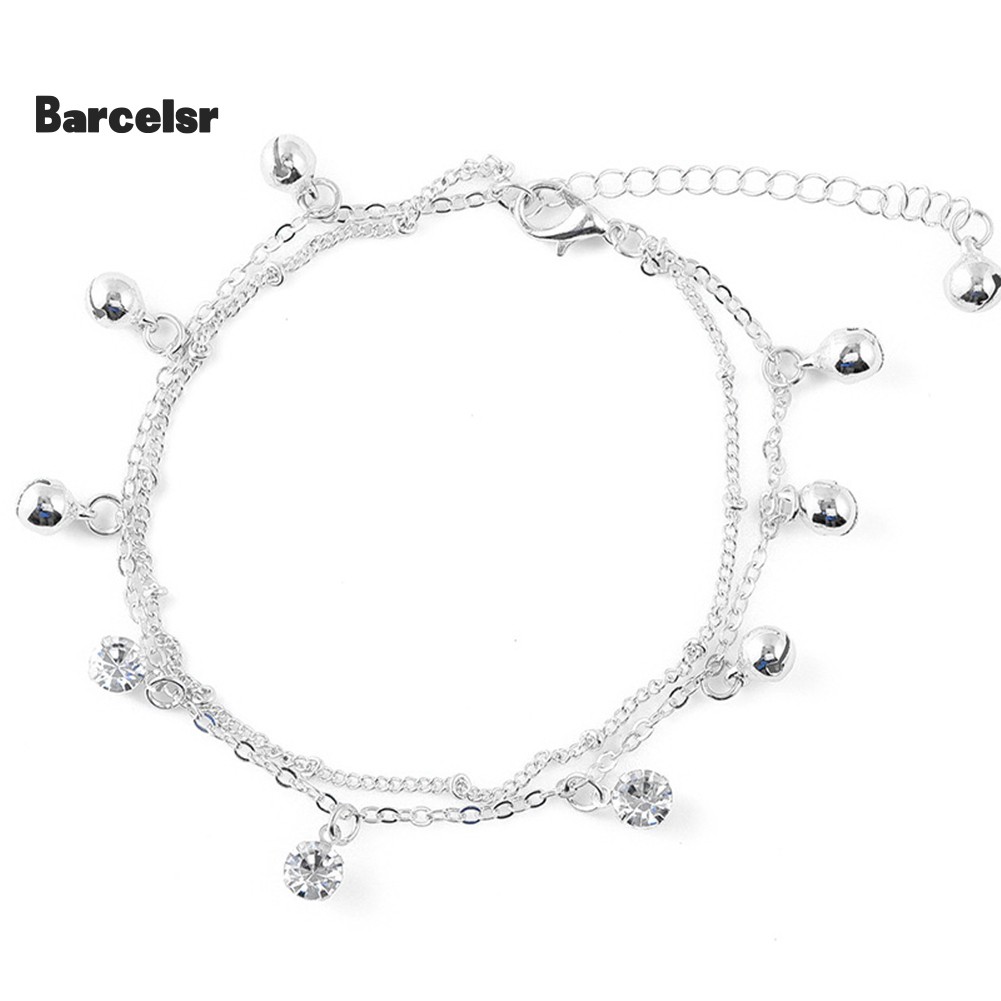 ♡Lắc Chân Hai Lớp Đính Chuông Và Đá Thời Trang Đi Biển Cho Nữ