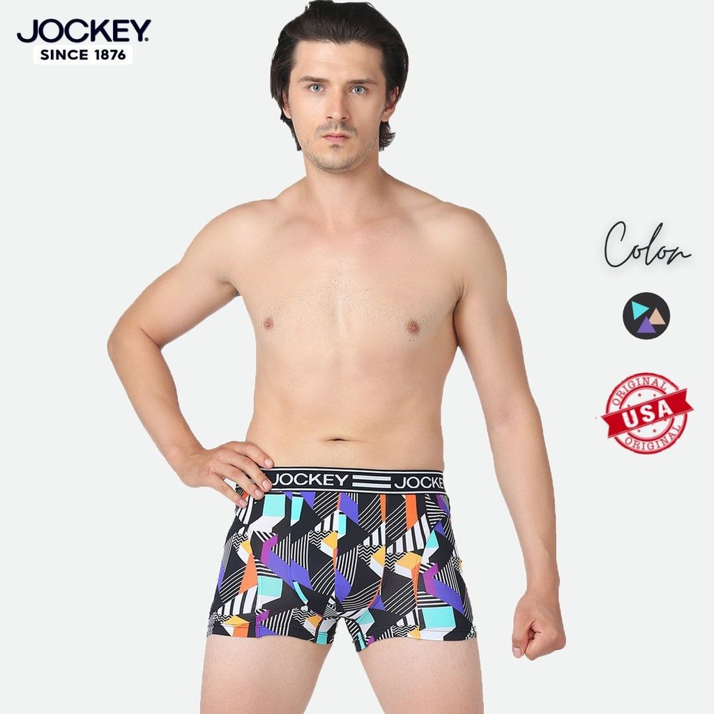 Quần Lót Nam Jockey Dáng Trunk Boxer Họa Tiết Thun Lạnh Đen In Lập Thể Kháng Khuẩn Cao Cấp - J7387