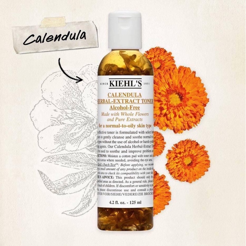 nước hoa hồng hoa cúc KIEHL’S Calendula Herbal Extract Alcohol Free 125ml