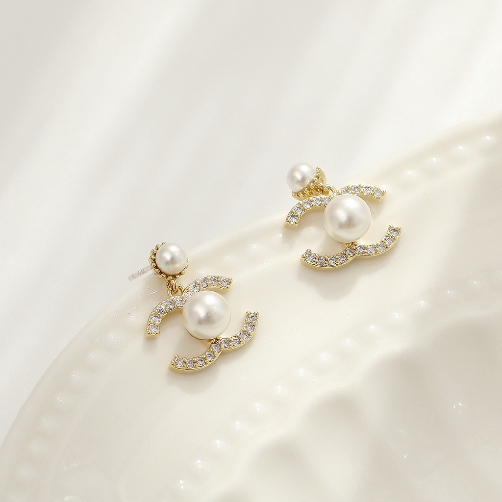 2022 Xiaoxiang Khuyên Tai Ngọc Trai Hai Màu Hình Chữ C