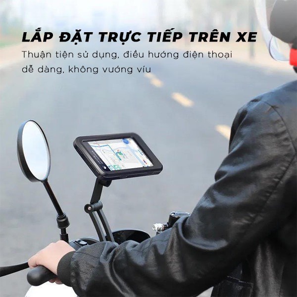 Giá Đỡ Điện Thoại Kẹp Xe Máy, Xe Đạp Điện Xoay 360 Độ, Chống Nước Chuyên Dụng