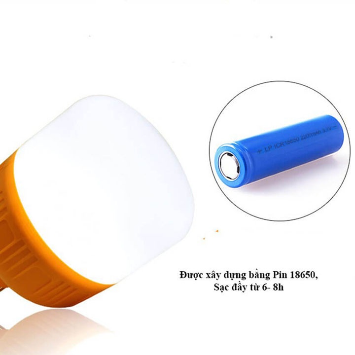 Bong đèn Led sạc tích điện 150W siêu sáng sử dụng 6-8h có móc treo tiện dụng, có nắp đậy cao su chống thấm nước