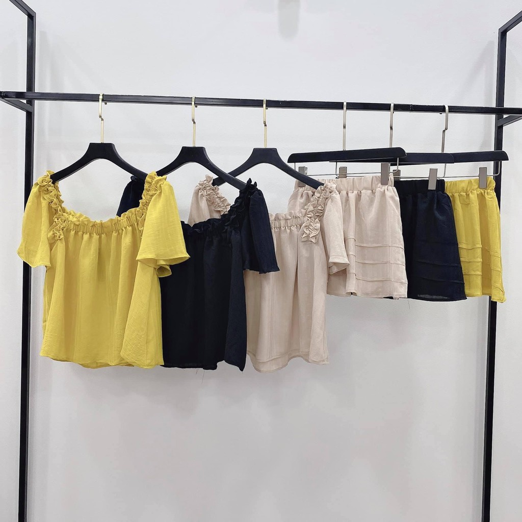 Set Đũi Bèo Cánh Tiên Mix Quần Sooc Tầng | BigBuy360 - bigbuy360.vn