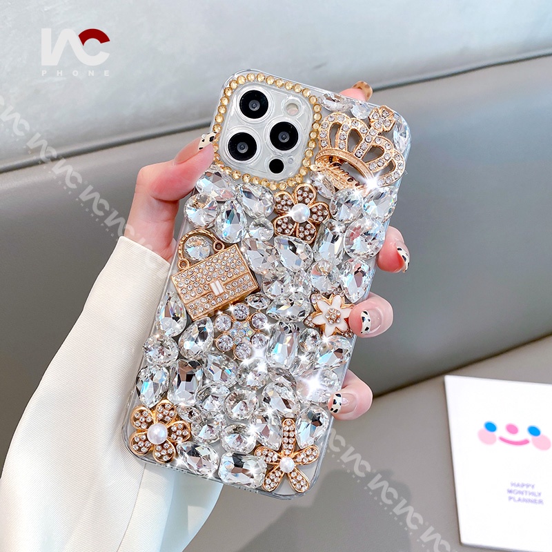 Ốp Điện Thoại Họa Tiết Kim Cương 3d Cho iphone 15pro max 14 promax 14 plus 12 13 pro max 11