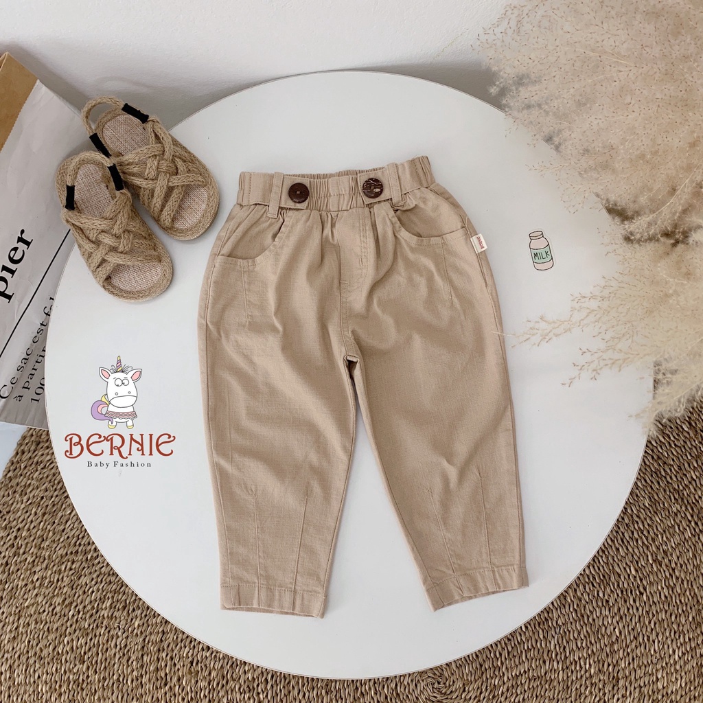 Quần jogger chất liệu linen mềm mịn cho bé trai/ bé gái, quần bé trai 4 màu Bernie