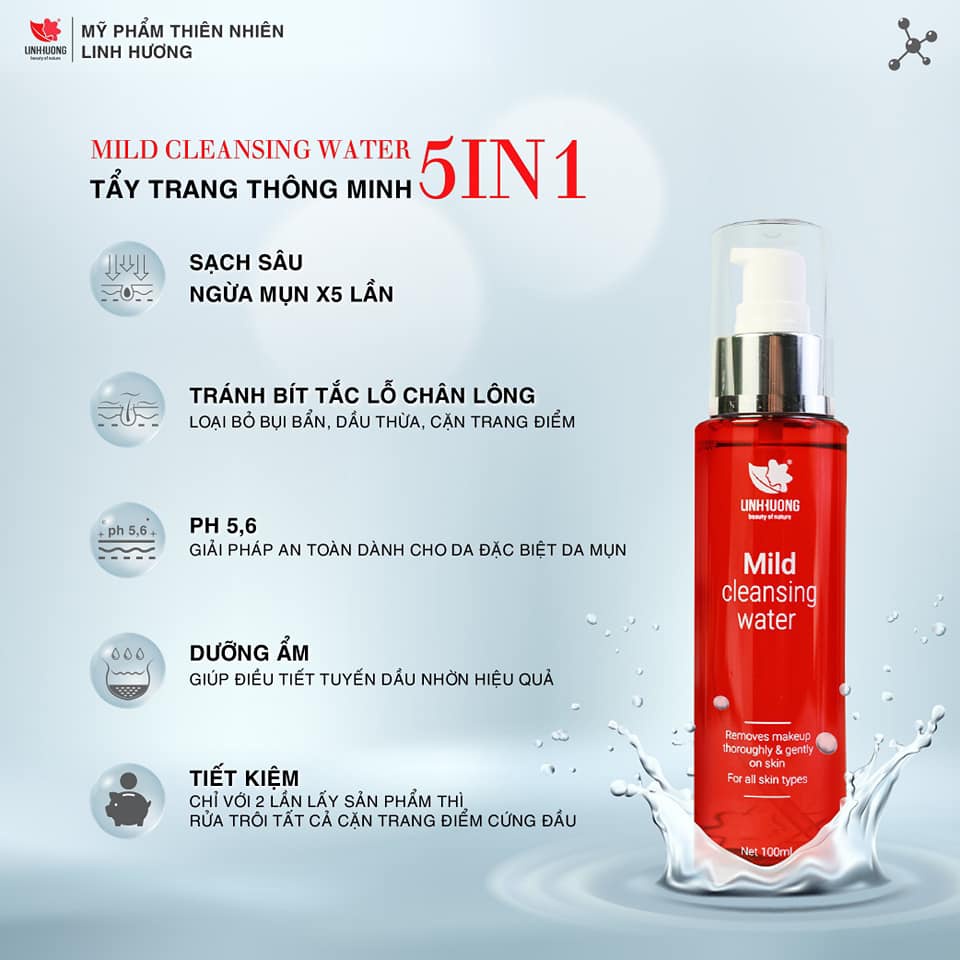 Nước Tẩy Trang Mild Cleansing Water Linh Hương Dành Cho Mọi Loại Da 100 ml