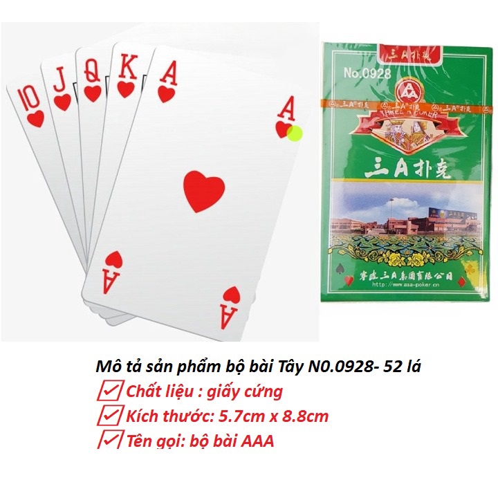 Bộ bài tây xanh lá No0982-3  52 lá
