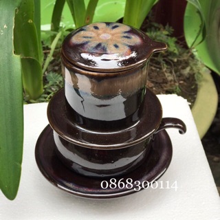 Bộ phin cafe sứ men hoả biến Bát Tràng