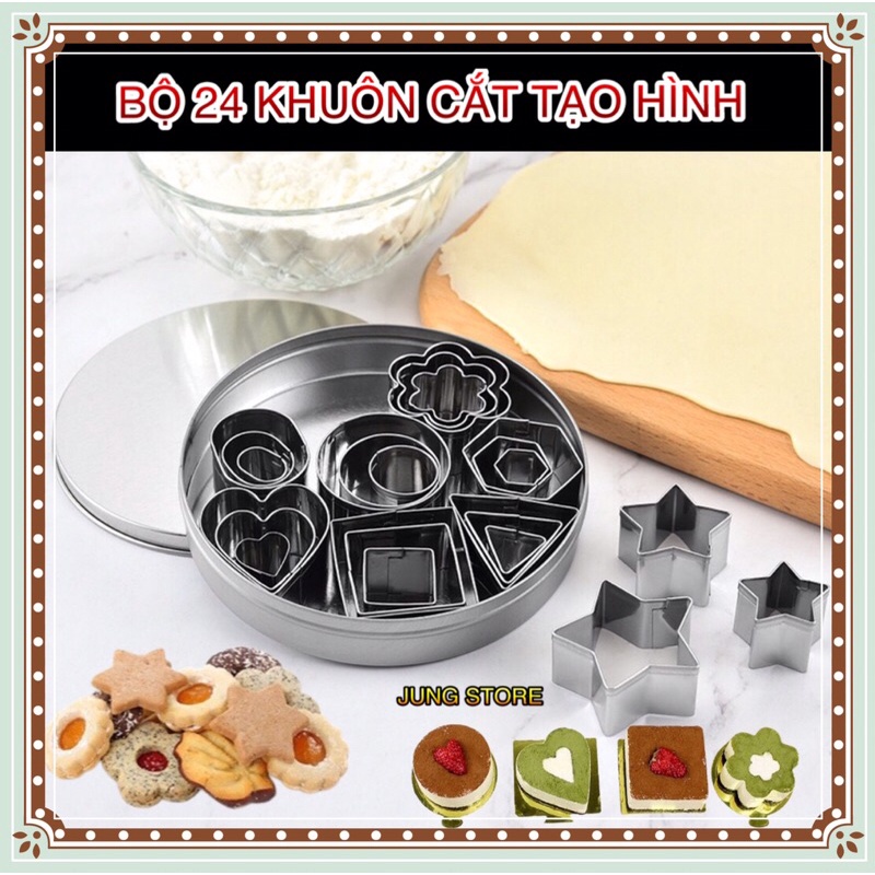 ☌⊕❡Bộ 24 Khuôn Cắt Mini đa năng tạo hình bánh quy, cookie, bánh bao, bánh dứa, mouse mini, khuôn ring tạo hình củ quả M2