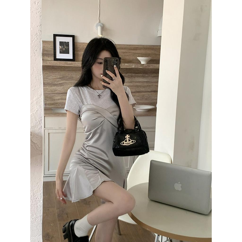 Đầm Hai Dây Xếp Ly Dáng Ôm Ngắn Tay Thời Trang Sành Điệu 63472