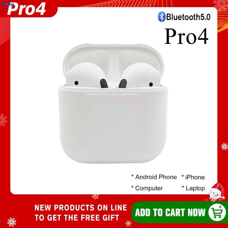 Bluetooth Earphone New Mini Pro4 Earbuds TWS Bluetooth 5.0 HIFI Noise Reduction Support IOS and Android ITO