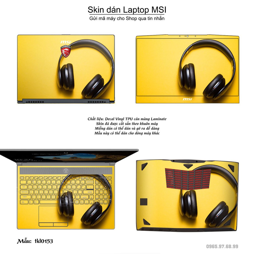 Skin dán Laptop MSI in hình thiết kế nhiều mẫu 5 (inbox mã máy cho Shop)