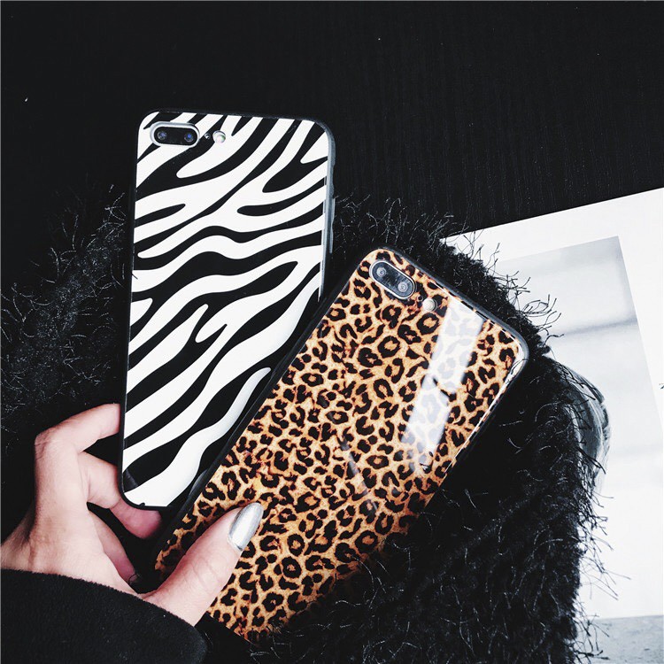 Ốp iphone kính hình báo đốm ngựa vằn cho iphone 6 s plus 7 8 plus Xr X s max 11 11 pro max 12 mini 12 pro max