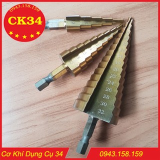 Mũi khoan tháp thắng. Bộ 3 mũi khoan bước tháp titanium 4-32mm,khoan sắt,tôn...