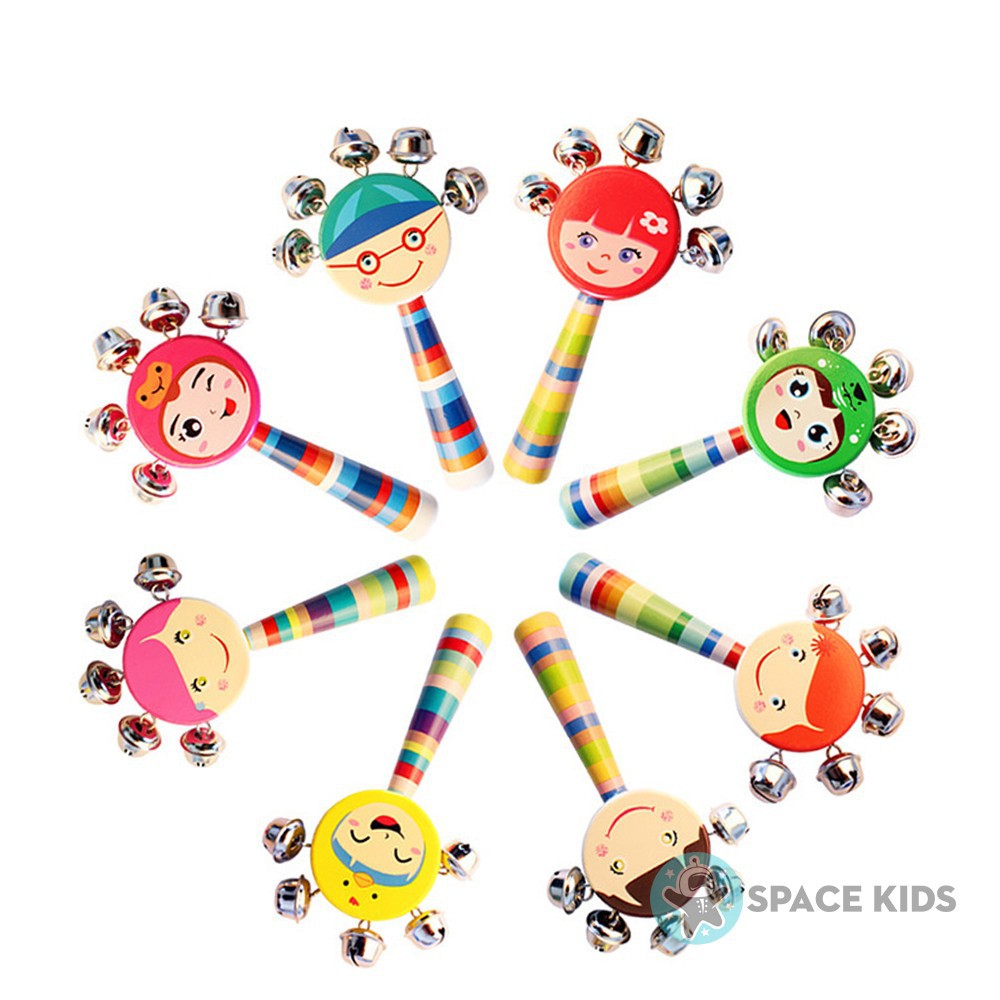 Đồ chơi xúc xắc gỗ cho bé Space Kids, Lục lạc gỗ cho bé từ 3 tháng tuổi