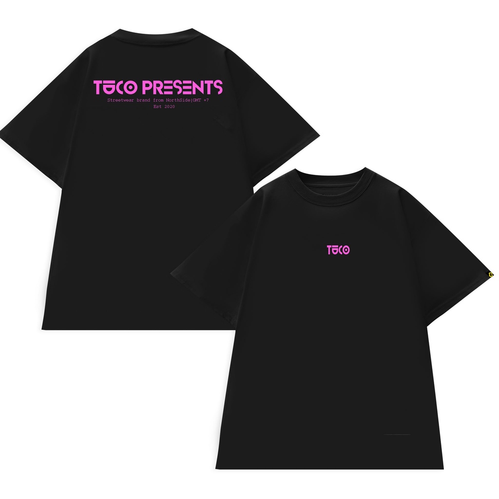 Áo thun Unisex TUCO Basic Tee phông cotton đen chữ hồng nam nữ tay lỡ oversize form rộng nhiều màu