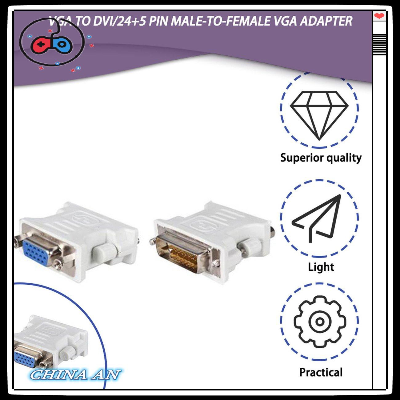 ⚡Hot sản phẩm/Adapter VGA To DVI D/24+1 Pin Male To VGA Female Socket Adapter Converter