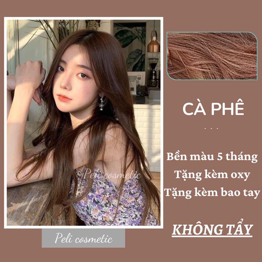 Thuốc nhuộm tóc . nhuộm tóc màu nâu cà phê , thuốc nhuộm tóc không tẩy