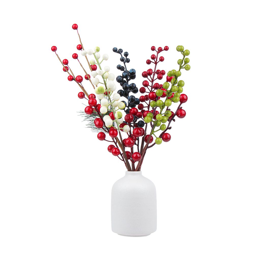 Nhánh cây quả tùng đỏ diy trang trí tiệc giáng sinh độc đáo